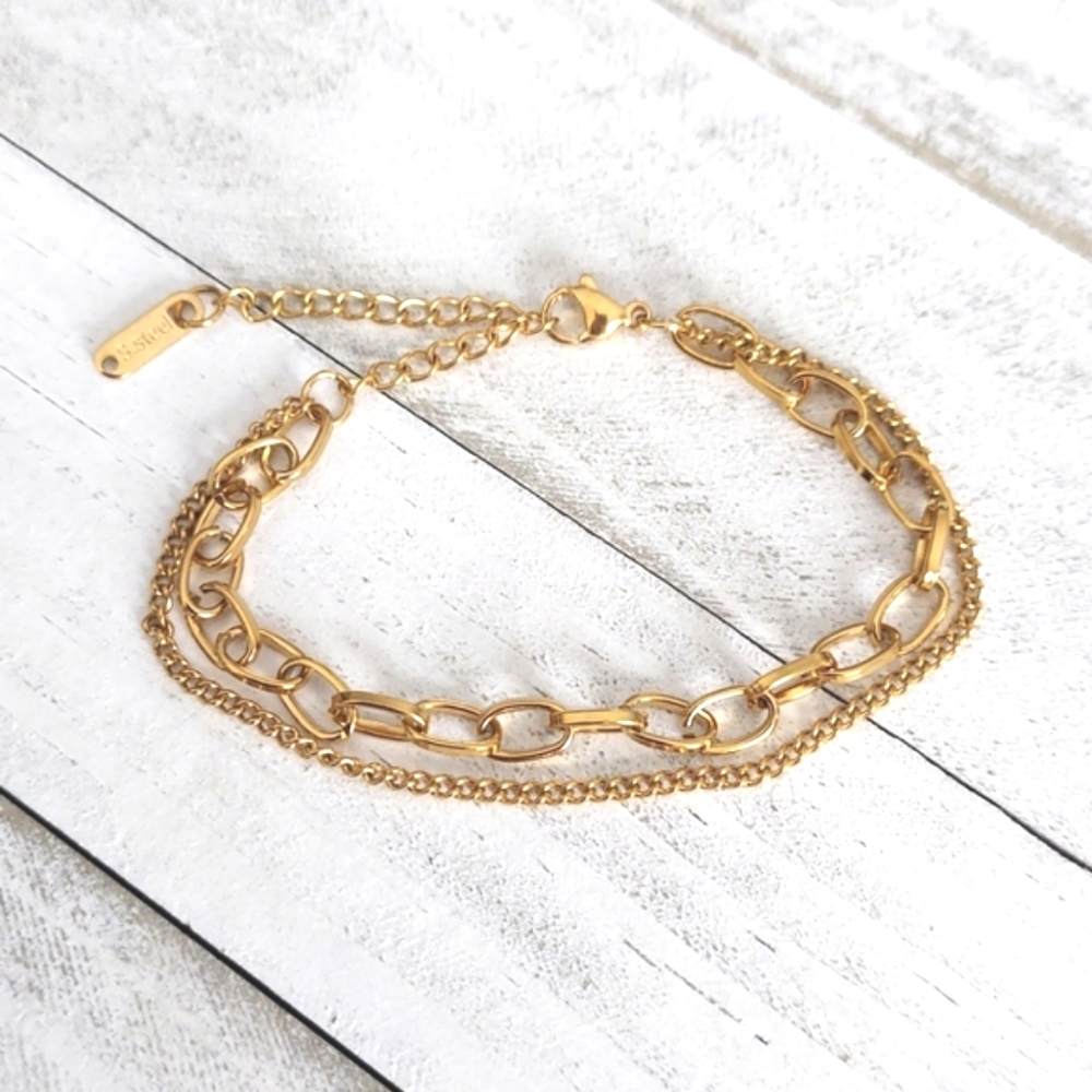 Gina Double Stainless Steel Bracelet - Gold